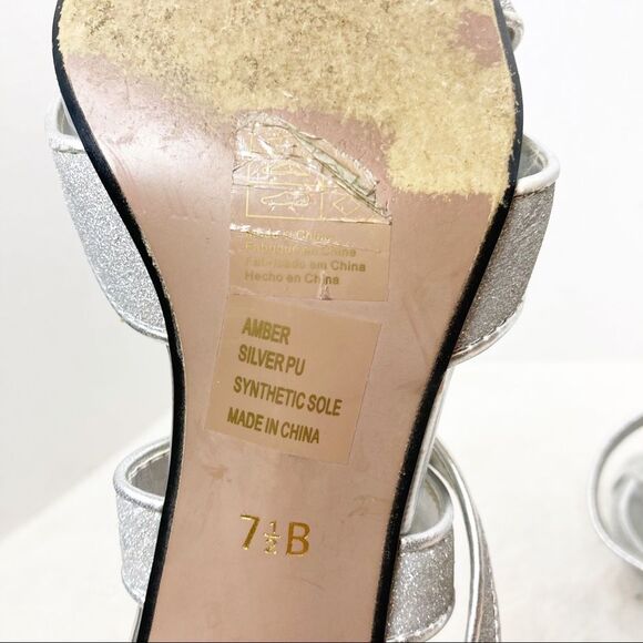Dyeables Amber Silver Glitter Sandals Heels Sz 7.5B - Picture 9 of 9